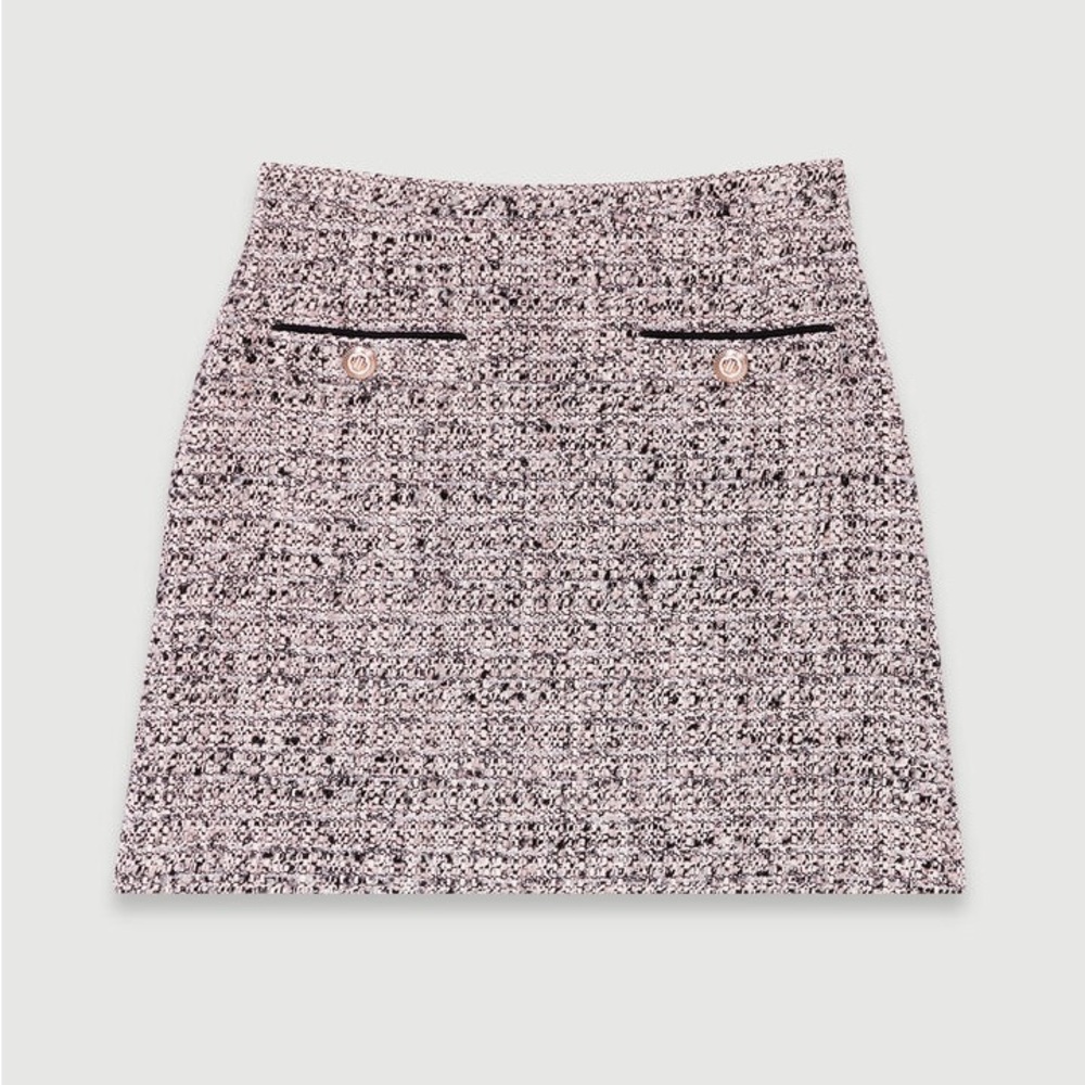 Maje Tweed Mini Skirt in Purple